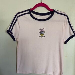 Disney Pink Tee with Navy Trim and Daisy Duck Patch